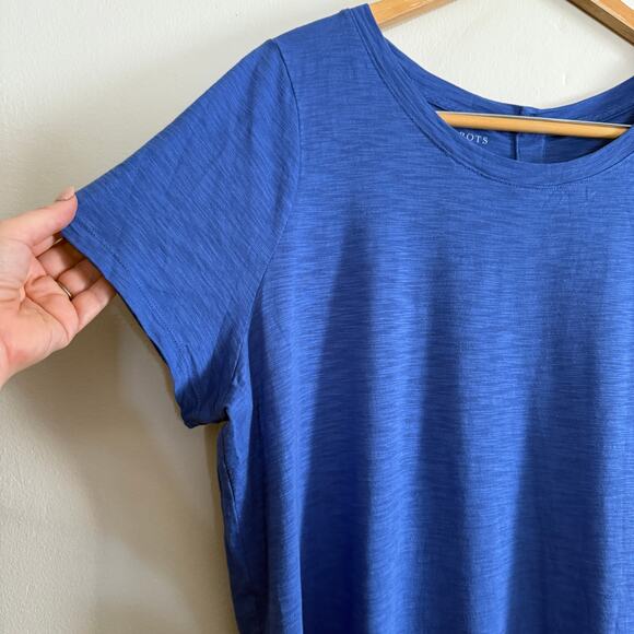 TALBOTS | Blue Cotton Modal Slub Knit Short Sleeve Tee Shirt | 2X Petite - Picture 3 of 5
